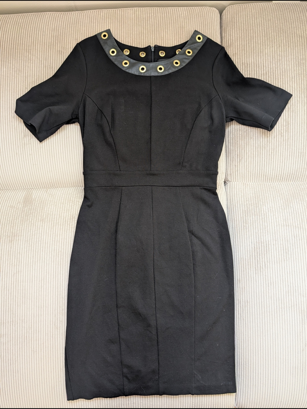 Black Dress with Grommet-Trim Neckline